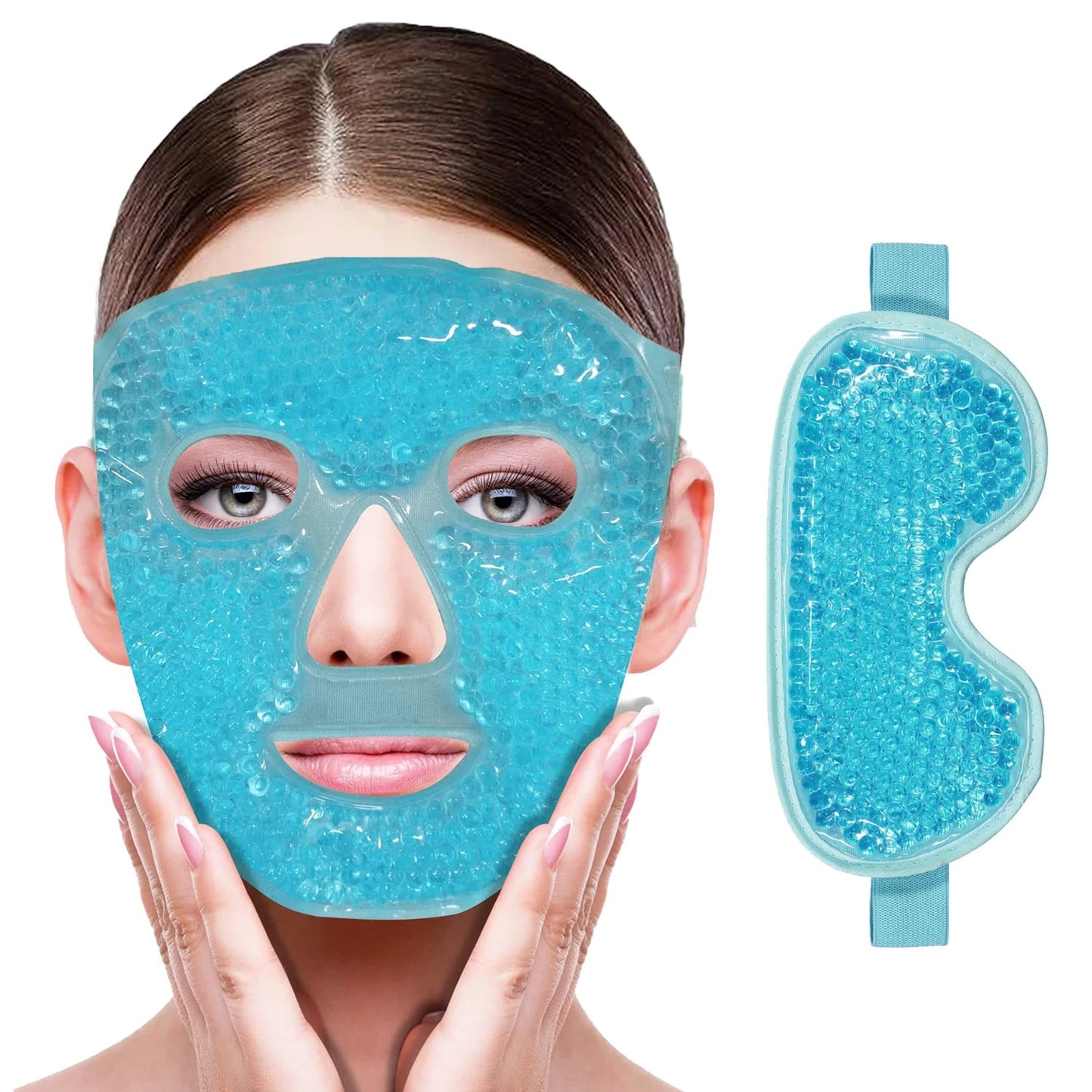 Gel Bead Ice Cooling Face & Eye Mask Set