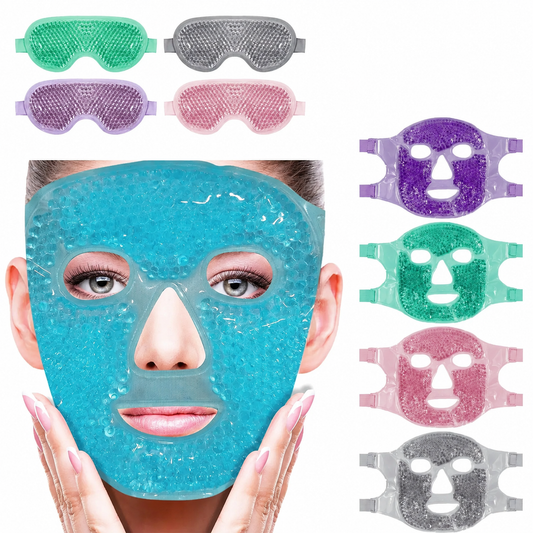 Gel Bead Ice Cooling Face & Eye Mask Set