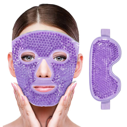 Gel Bead Ice Cooling Face & Eye Mask Set
