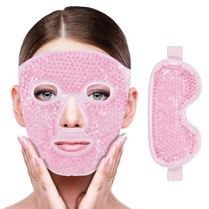 Gel Bead Ice Cooling Face & Eye Mask Set