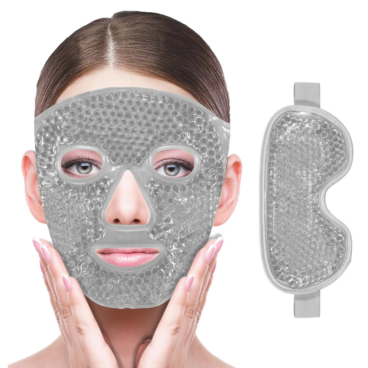 Gel Bead Ice Cooling Face & Eye Mask Set