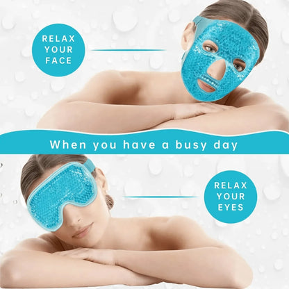 Gel Bead Ice Cooling Face & Eye Mask Set