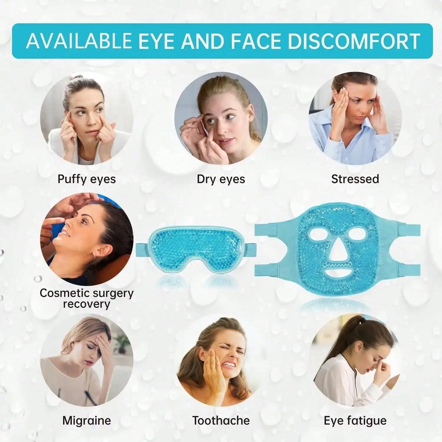 Gel Bead Ice Cooling Face & Eye Mask Set